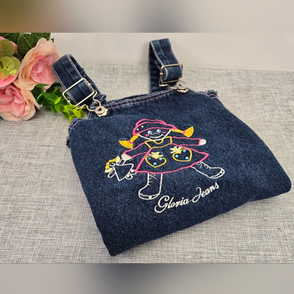 Vintage Embroidered Denim Overall Jean Dress 36 Months Gloria Jeans